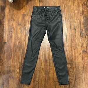 Coated / Leather Jeans - Button Fly - Skinny Leg - Size 6